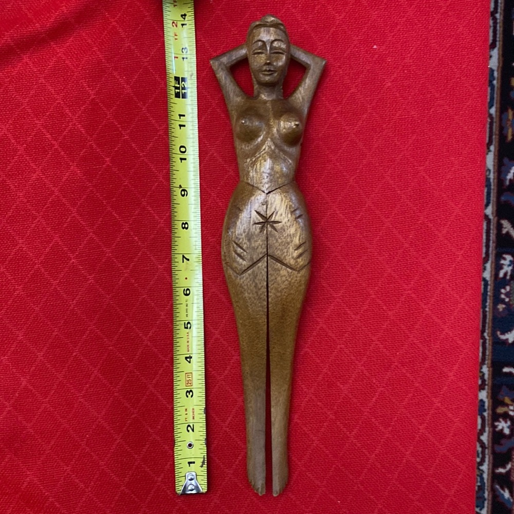 Vtg MCM nutcracker nude woman wood.